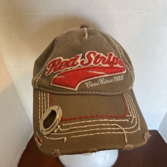 Red Stripe Clothing Cool Since 1928 Vtg Hat Cap Adjustable-With Bottle Opener - Picture 1 of 9
